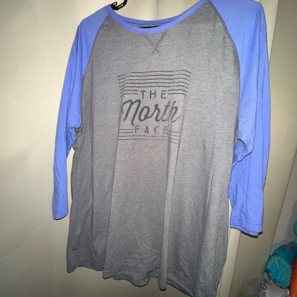 The North Face Gray and Blue Raglan Shirt 3/4 sleeve women’s XXL - Picture 3 of 5